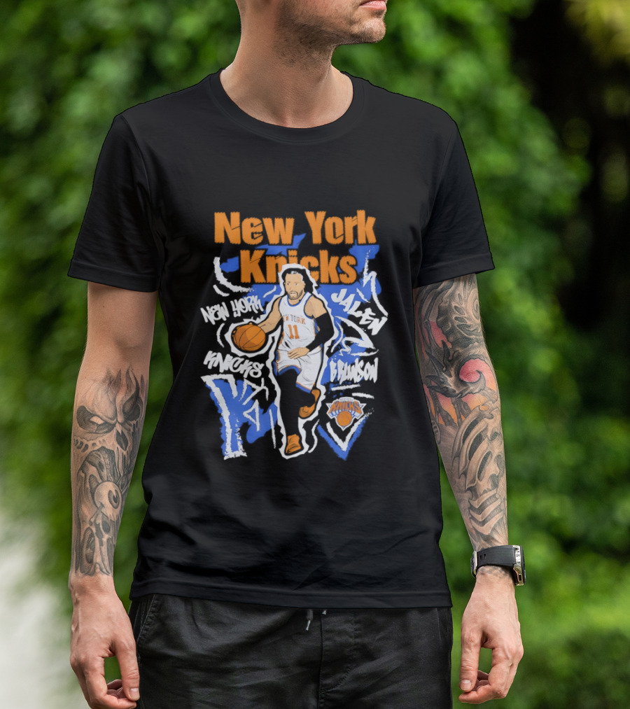 New York Knicks Jalen Brunson 11 Basketball NBA Player Cartoon T-Shirt