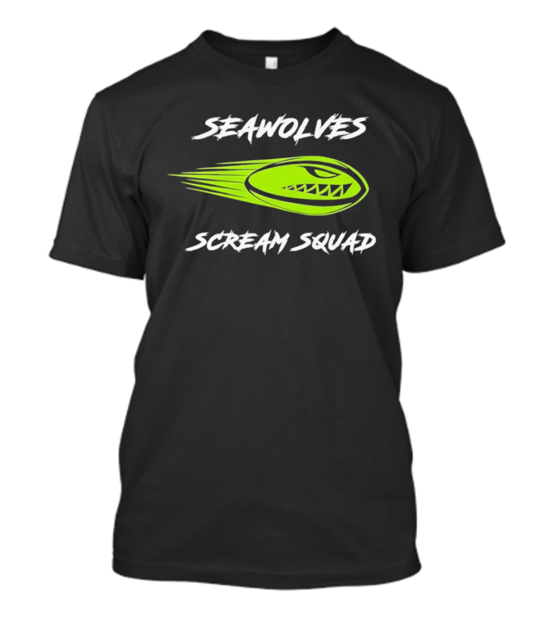 Seawolves Scream Squad Rugby Branding Lime Green Fierce T-Shirt