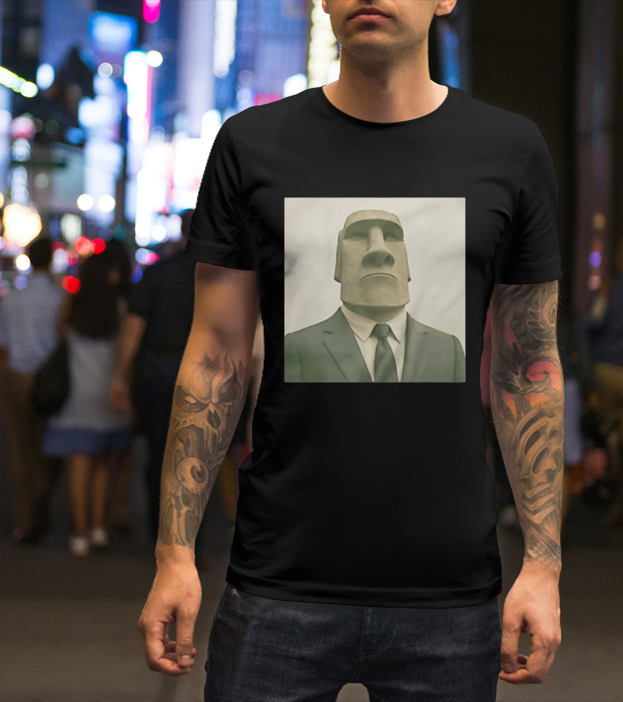 Moai Statue Wearing Business Suit T-Shirt