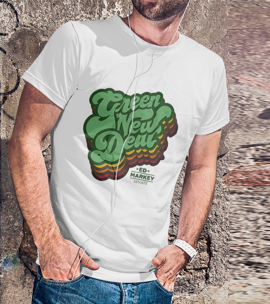 Green New Deal Ed Markey Senate Retro Font T-Shirt