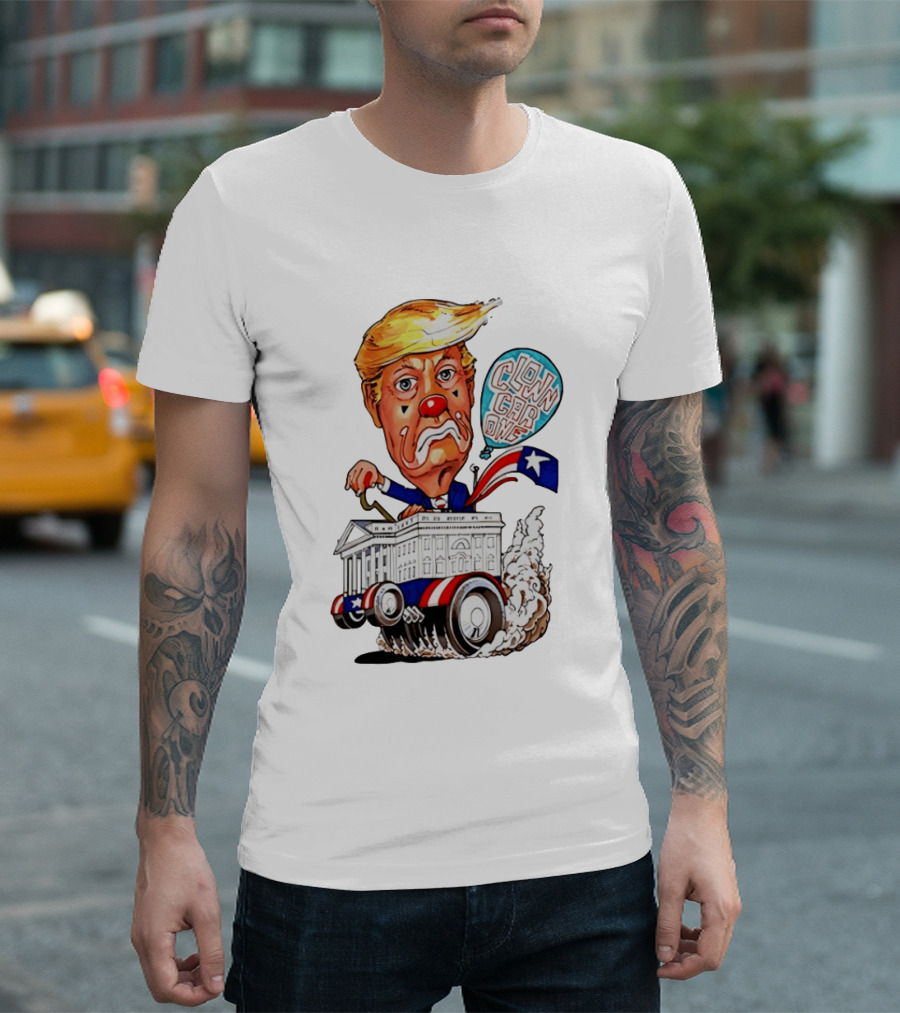 Clown Car One Cartoon Trump White House Sátira Política Divertida T-Shirt