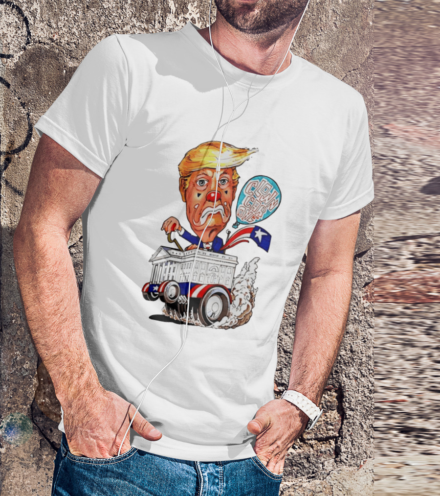 Clown Car One Cartoon Trump White House Sátira Política Divertida T-Shirt