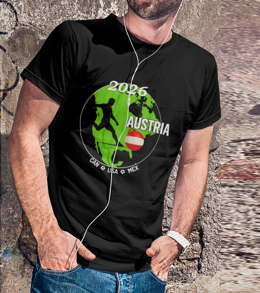 Austria Football 2026 CAN USA MEX World Cup Soccer Map T-Shirt