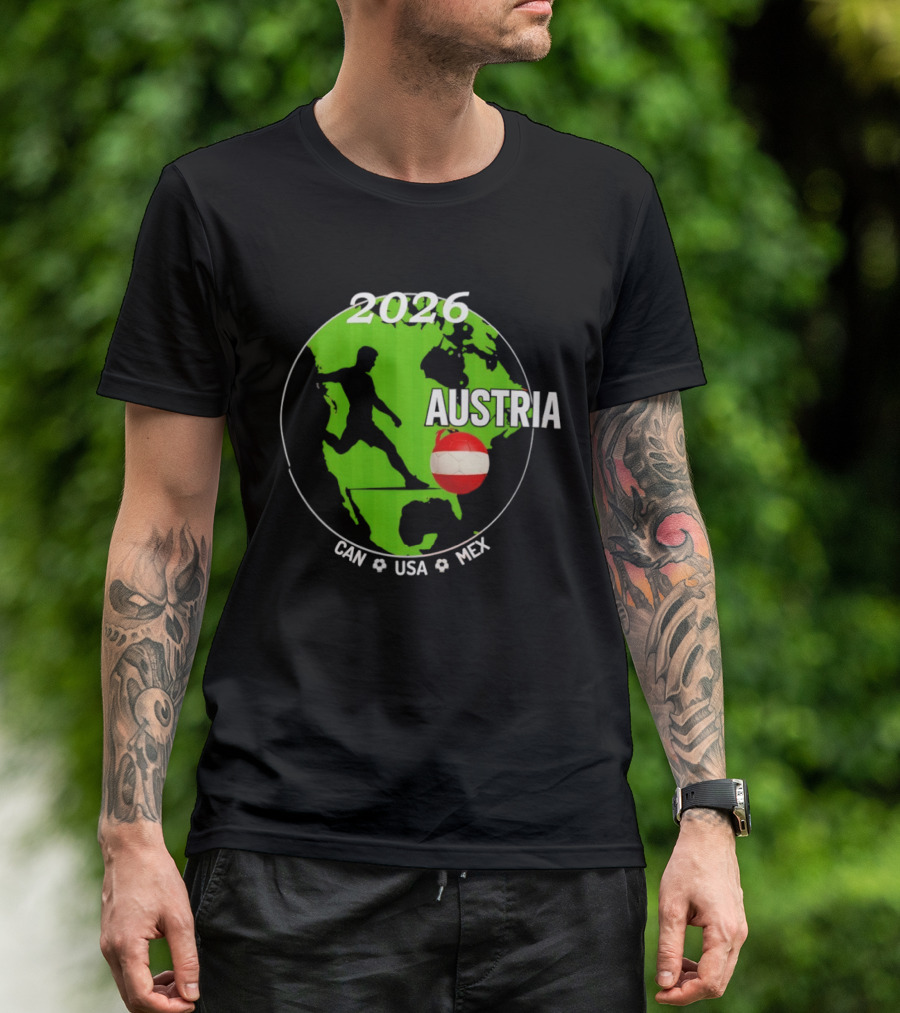 Austria Football 2026 CAN USA MEX World Cup Soccer Map T-Shirt