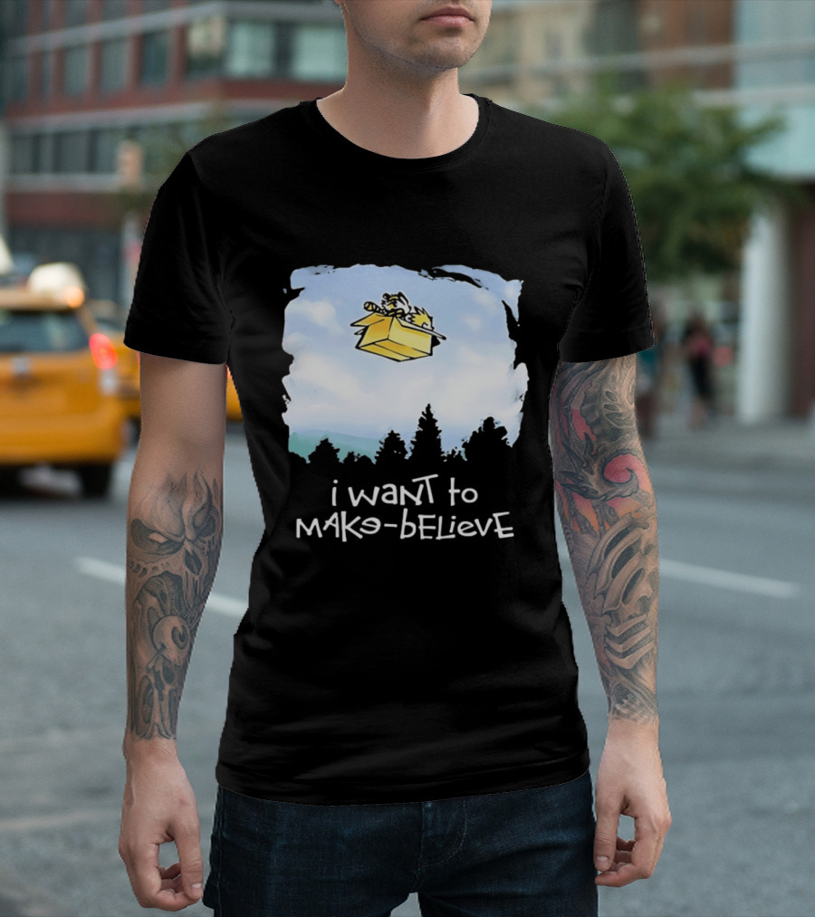 I Want To Mako Believe Calvin And Hobbes Inspired Flying Box Adventure T-Shirt