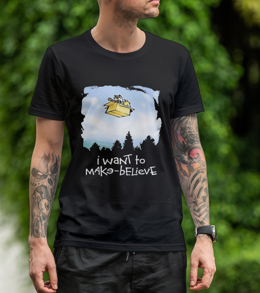 I Want To Mako Believe Calvin And Hobbes Inspired Flying Box Adventure T-Shirt