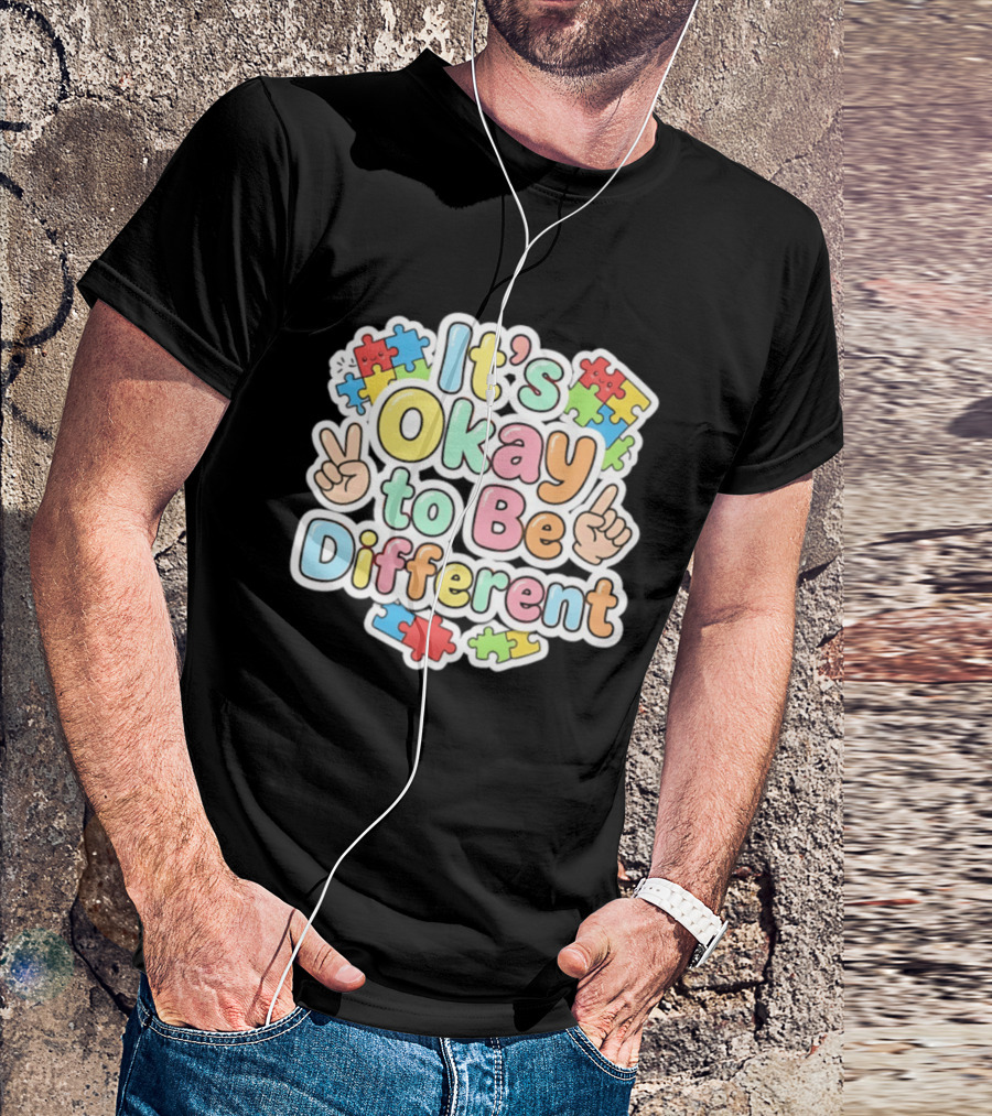 It's Okay To Be Different Autism Awareness Puzzle Pieces T-Shirt