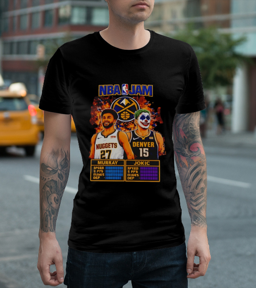 NBA Jam Denver Nuggets Jokic And Murray Basketball Legends T-Shirt