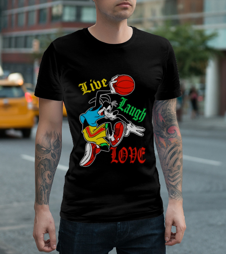 Live Laugh Love Goofy Basketball Colorful Dunk T-Shirt