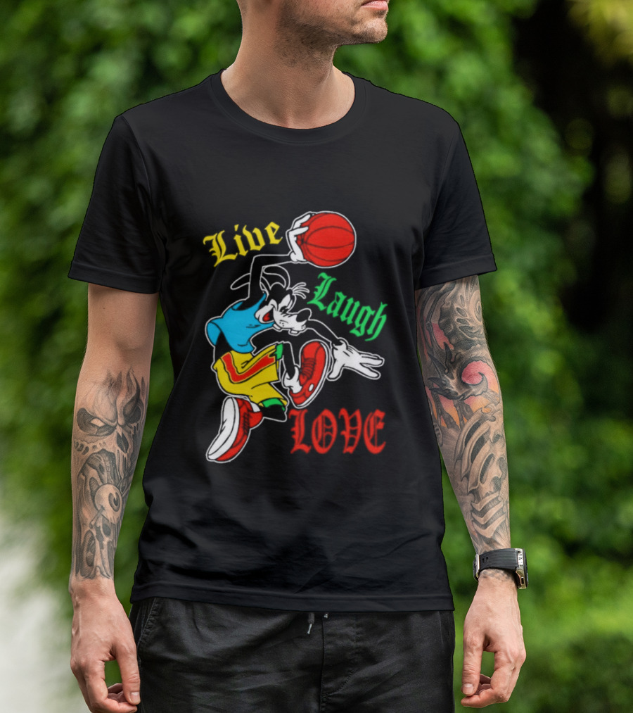 Live Laugh Love Goofy Basketball Colorful Dunk T-Shirt