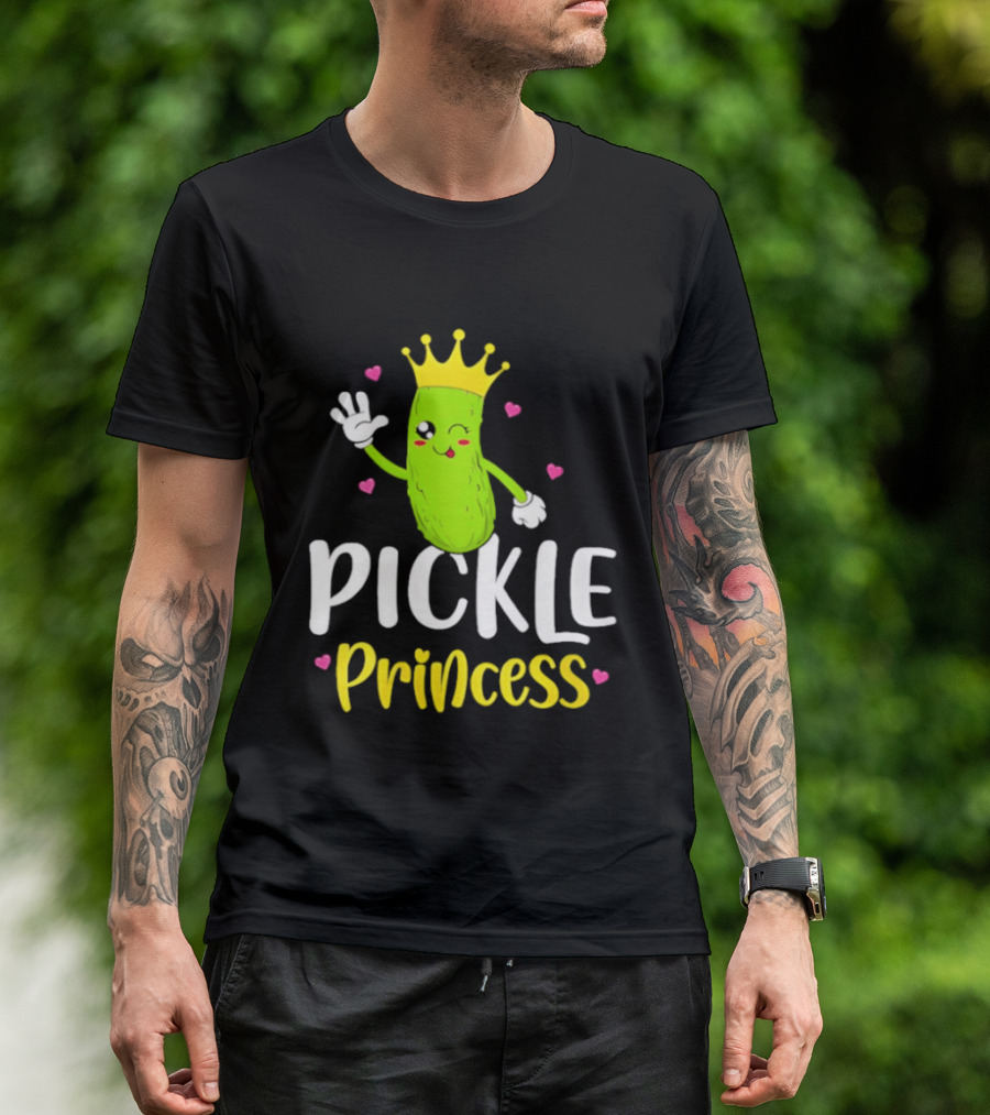 Pickle Princess Crown Cute Fun Cartoon T-Shirt