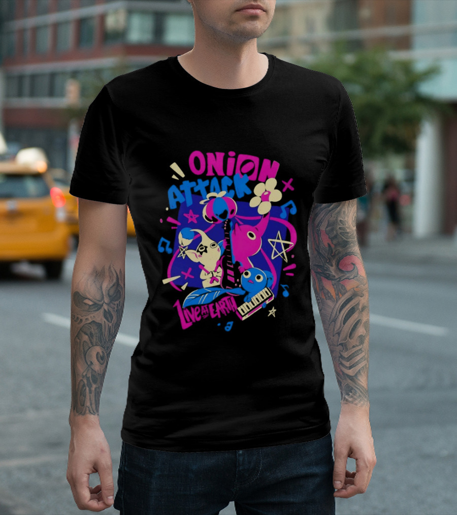 Onion Attack Live At Earth Pikmin Music Themed Concept T-Shirt