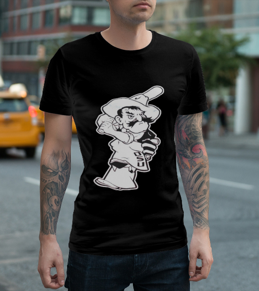 Pistol Pete Pitching OSU Cowboy Baseball T-Shirt