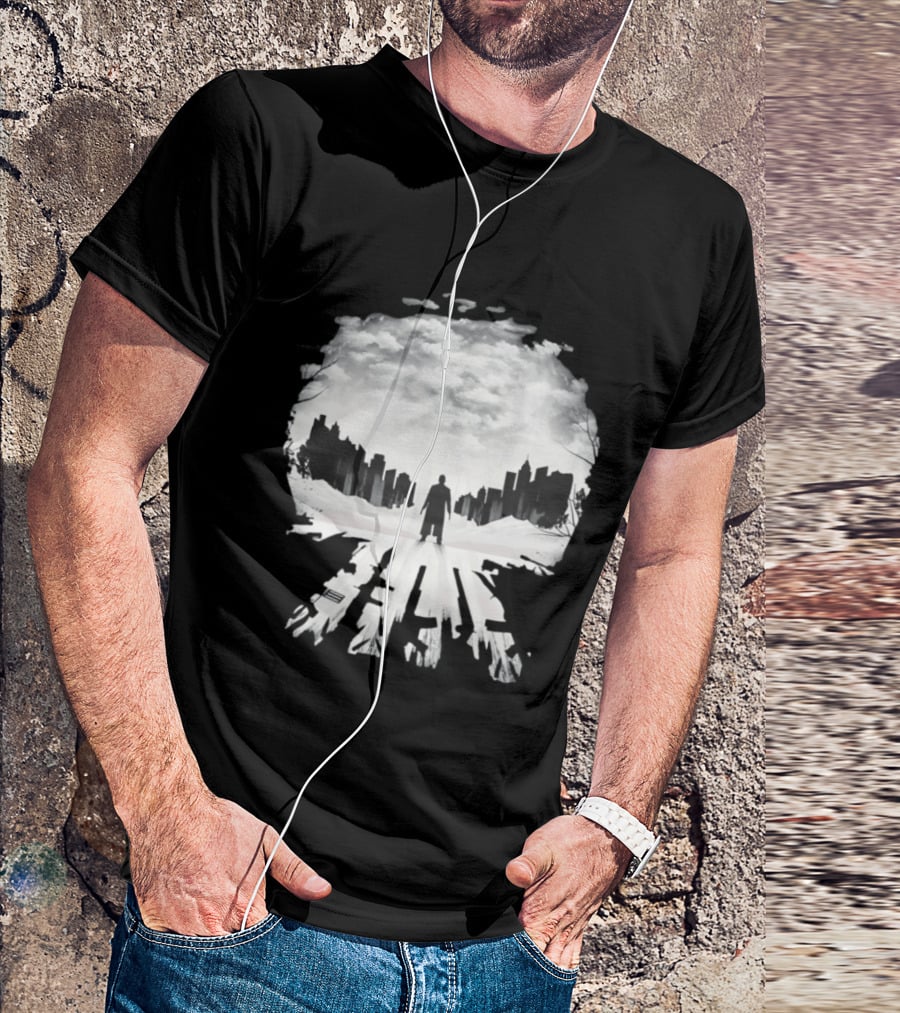 Punisher One Last Kill Urban Silhouette Black And White T-Shirt