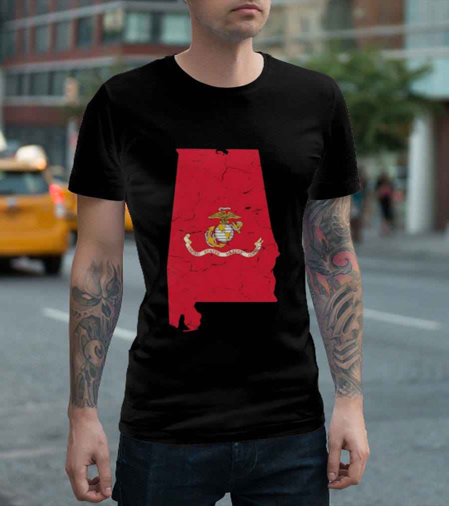 United States Marine Corps Alabama Emblem Map T-Shirt