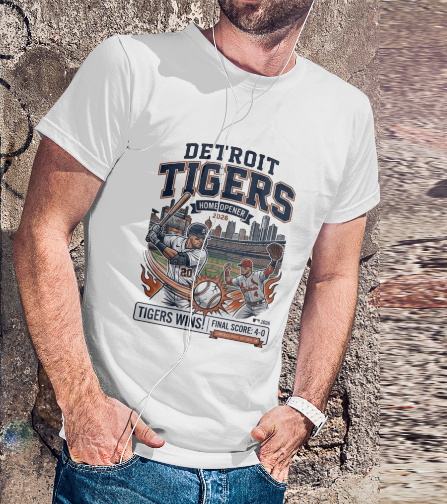 Detroit Tigers Home Opener 2026 Cardinals Final Score 4 0 T-Shirt