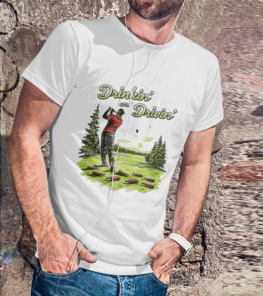 Drinkin' And Drivin' Golfer With Bottles On Golf Course T-Shirt
