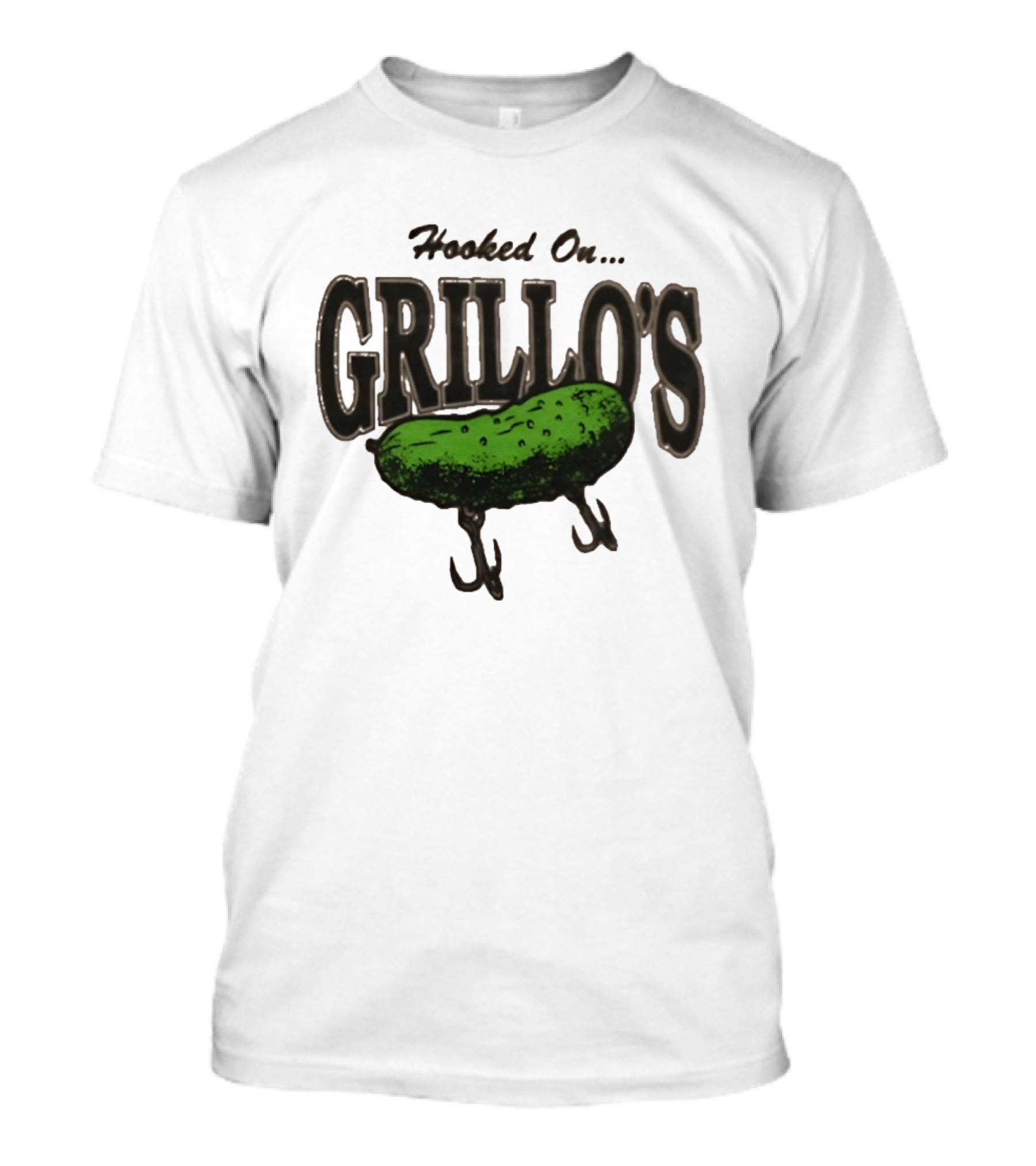 Hooked On Grillo's Pickle Green Fishing Hooks T-Shirt