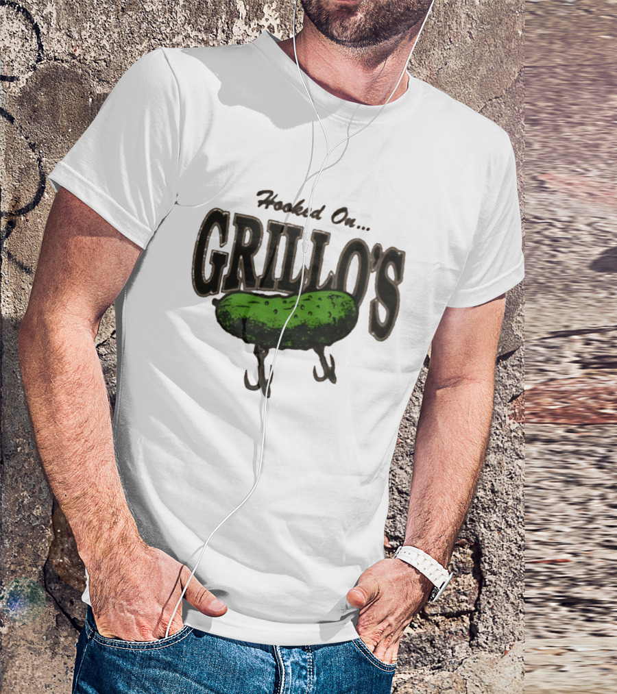 Hooked On Grillo's Pickle Green Fishing Hooks T-Shirt