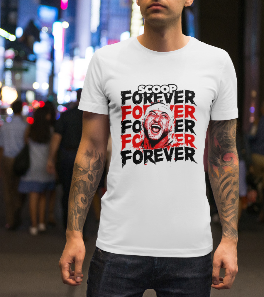 Scoop Forever Forever Text With Energetic Face T-Shirt