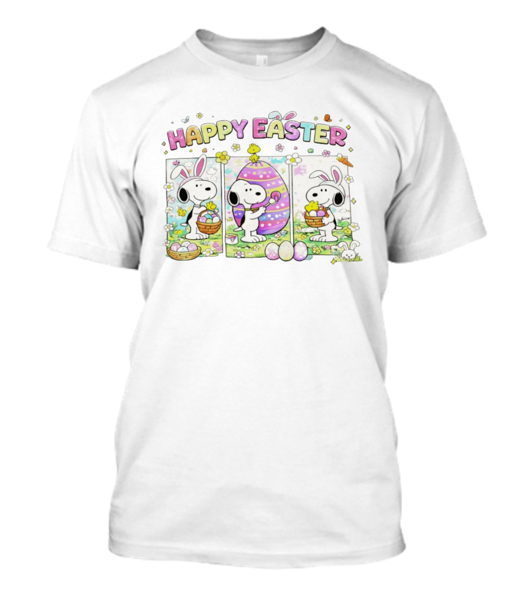 Hoppy Easter Snoopy Bunny Eggs With Woodstock Peanuts Celebration T-Shirt