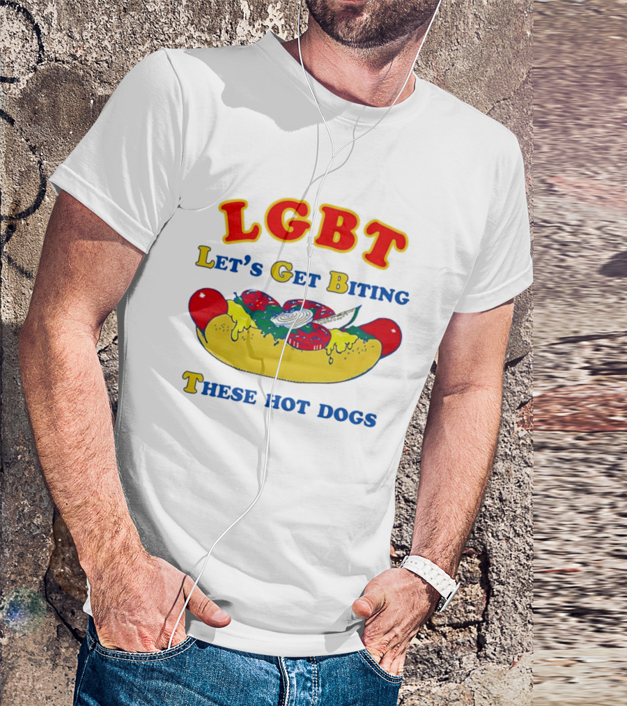 LGBT Let's Get Biting These Hot Dogs Playful Humor T-Shirt