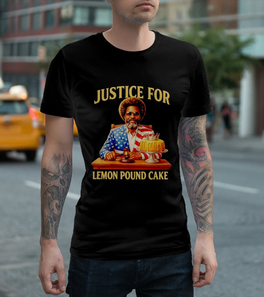 Justice For Lemon Pound Cake Meme Retro Style Judge With Gavel And Patriotic Suit T-Shirt