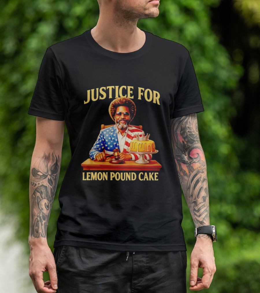 Justice For Lemon Pound Cake Meme Retro Style Judge With Gavel And Patriotic Suit T-Shirt