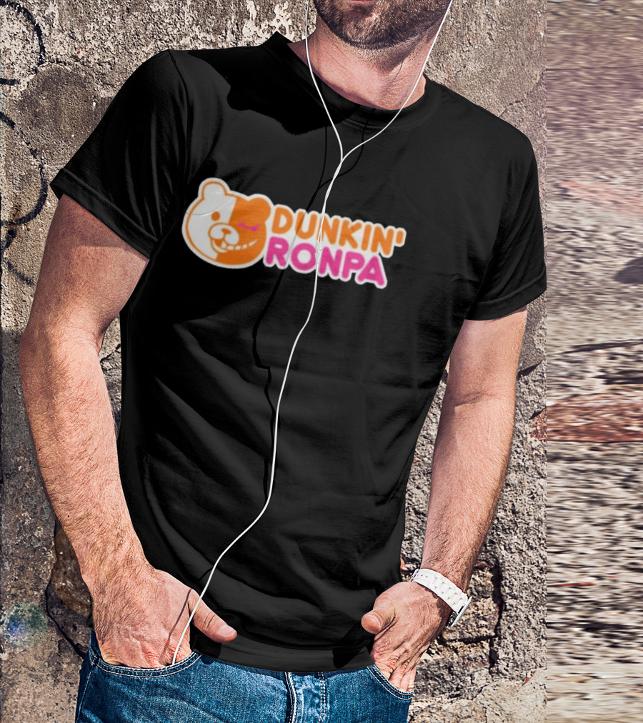 Dunkin' Ronpa Bear Face Graphic Brian Beacock T-Shirt