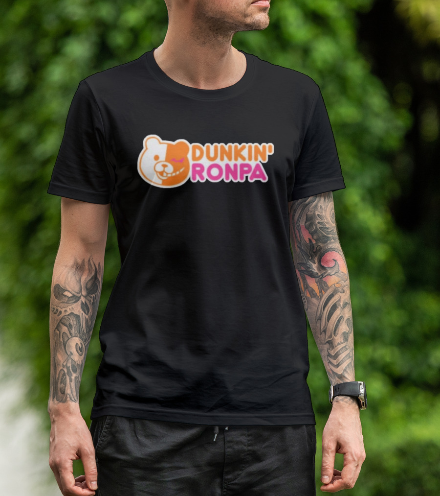 Dunkin' Ronpa Bear Face Graphic Brian Beacock T-Shirt