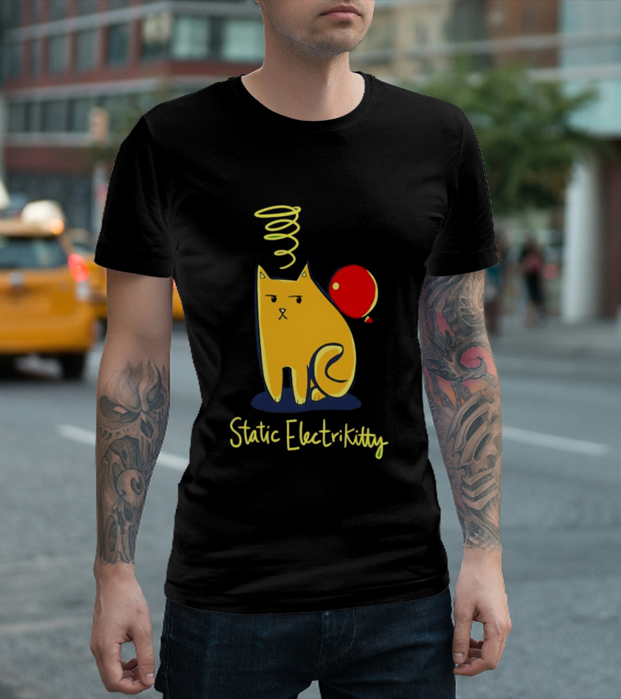 Static Electricity Cat Balloon Fun T-Shirt