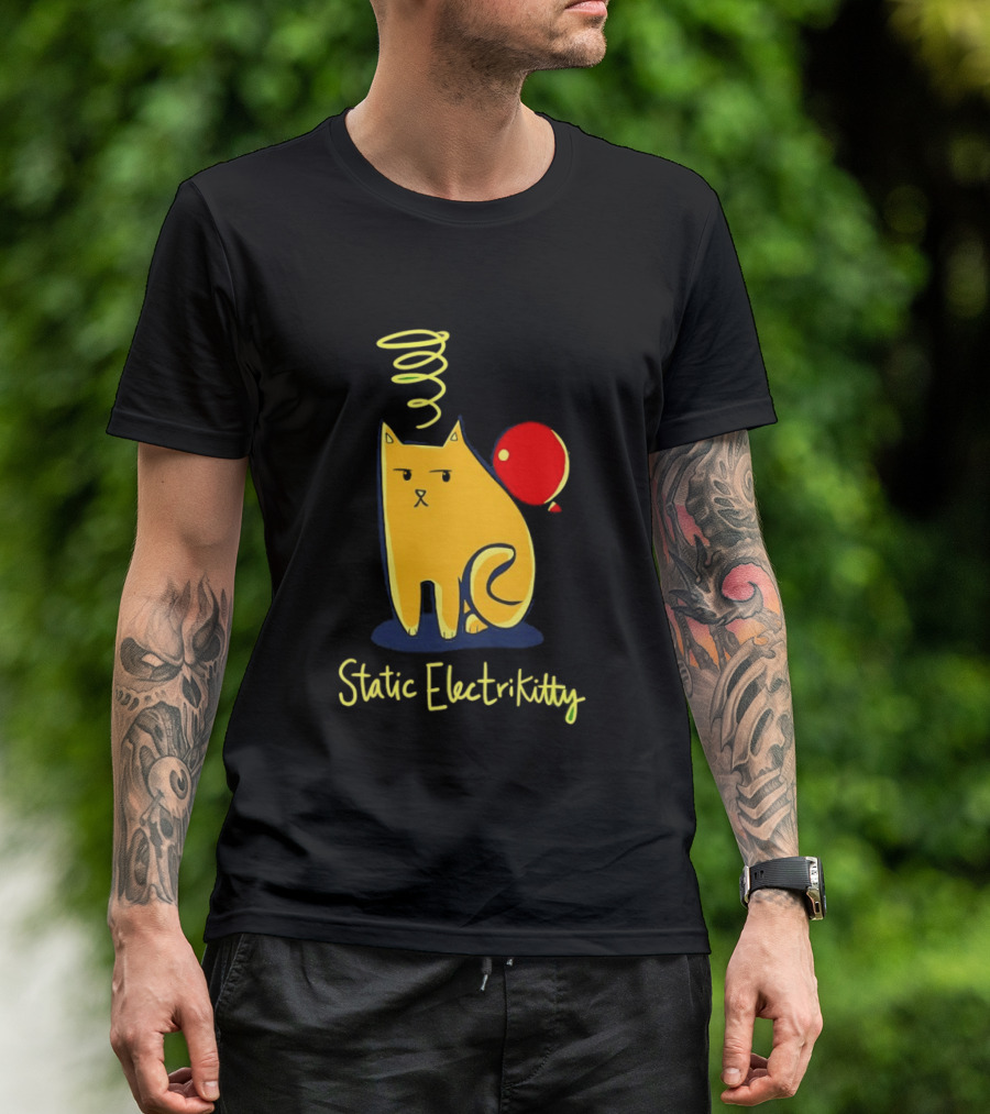 Static Electricity Cat Balloon Fun T-Shirt