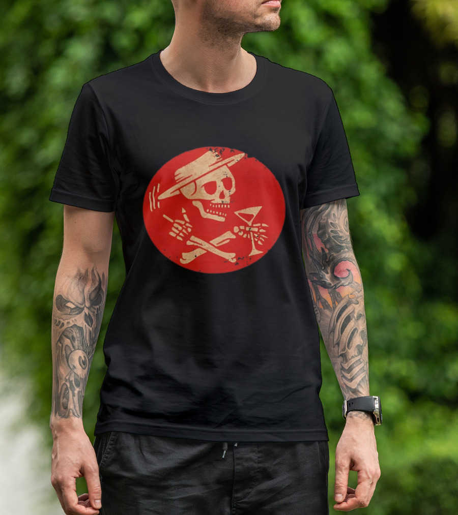 Social Distortion Skeleton Skull With Hat And Martini T-Shirt