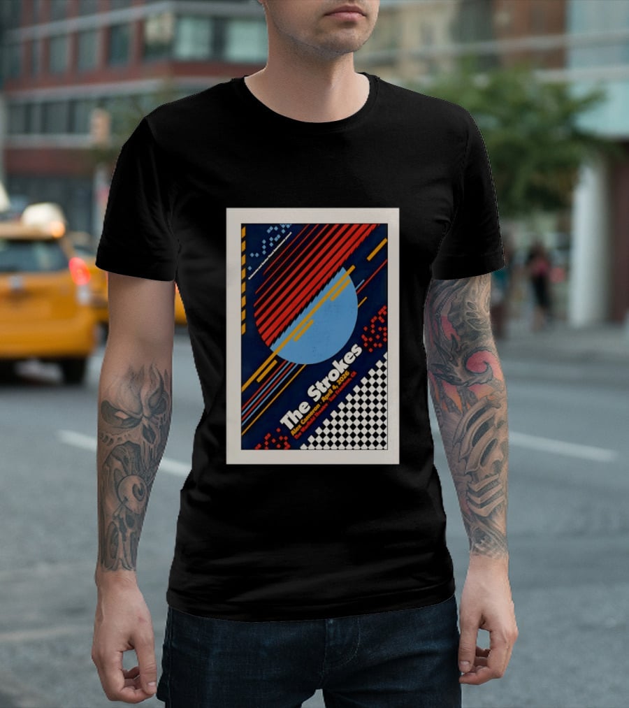 The Strokes Alex Cameron April 4 2026 San Francisco CA Checkerboard Stripes T-Shirt