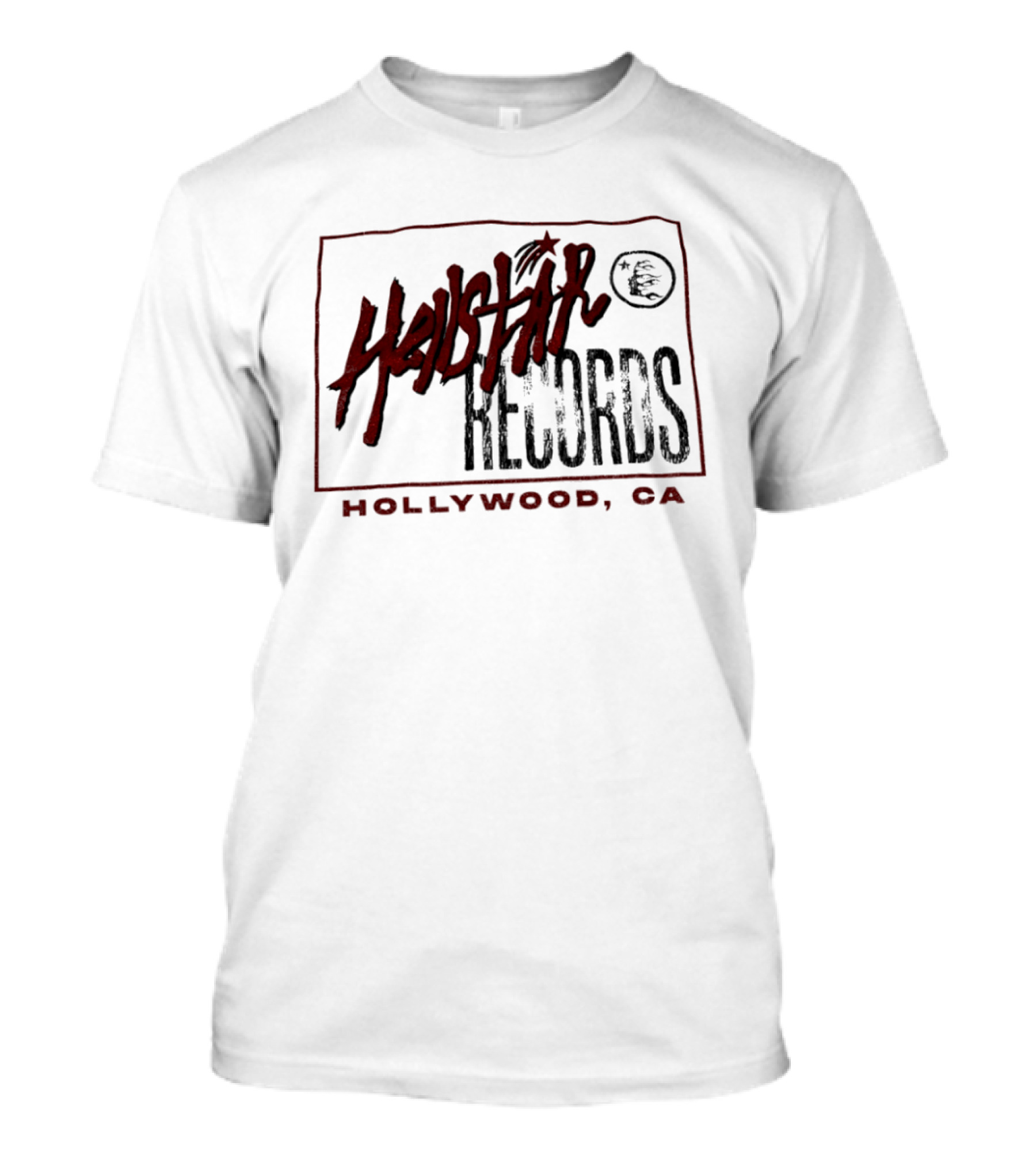 Hellstar Records Hollywood CA Music Icon With Red Star And Globe T-Shirt