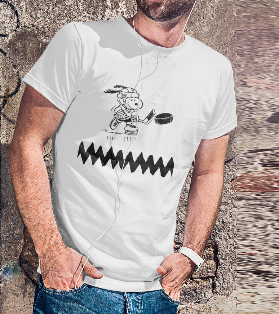 Snoopy Peanuts Ice Hockey Player Skating With Puck T-Shirt
