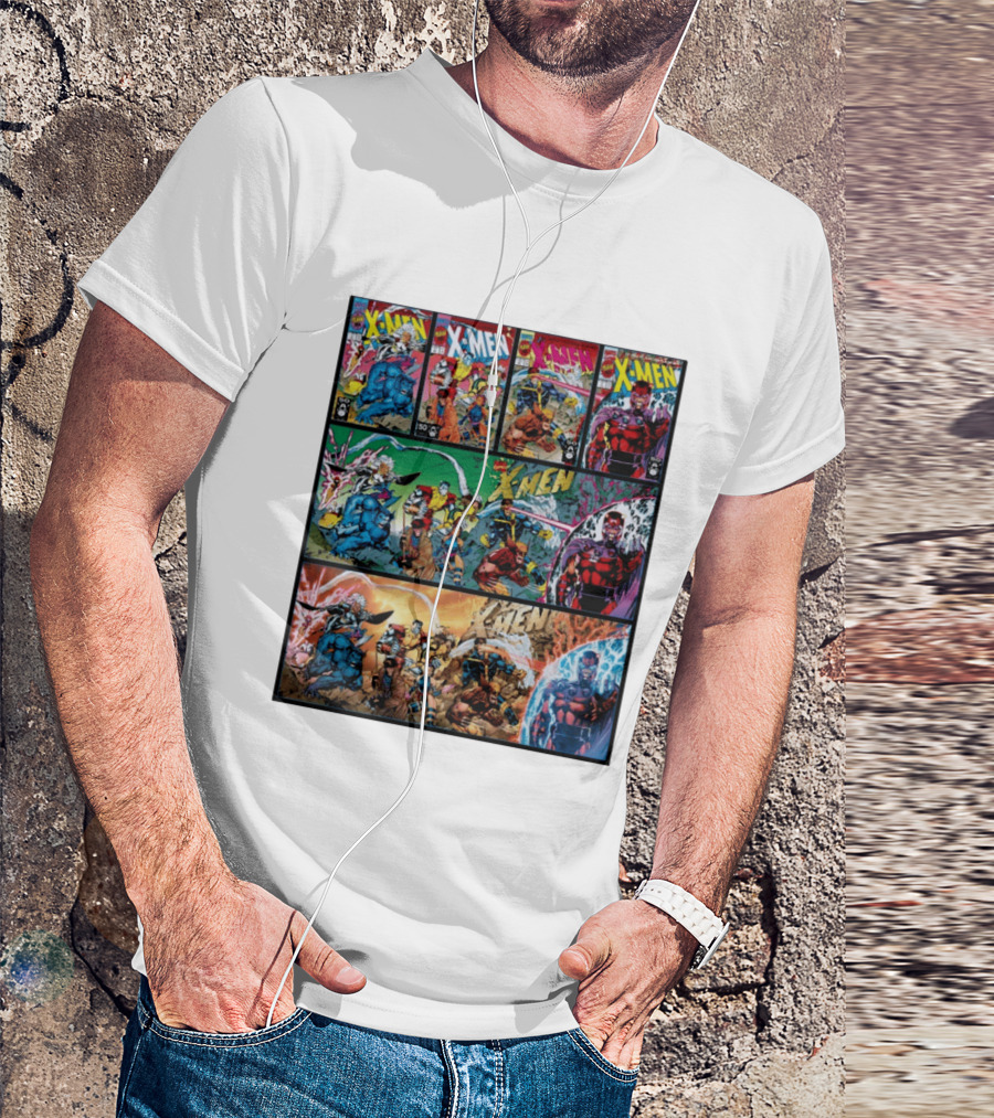 X Men The Animated Series Marvel Comics Classic Covers Wolverine Magneto Cyclops Storm T-Shirt