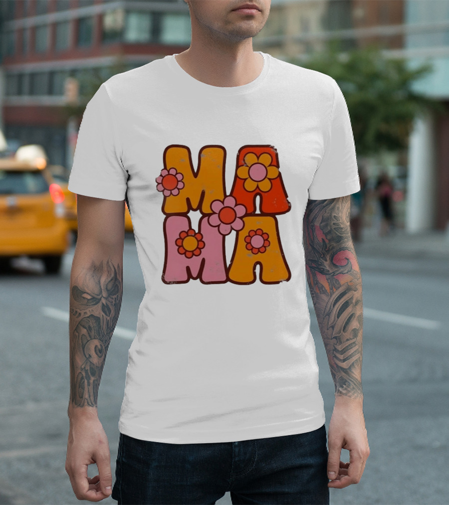 Mama Flower Power Retro Mother's Day Vintage Florals T-Shirt