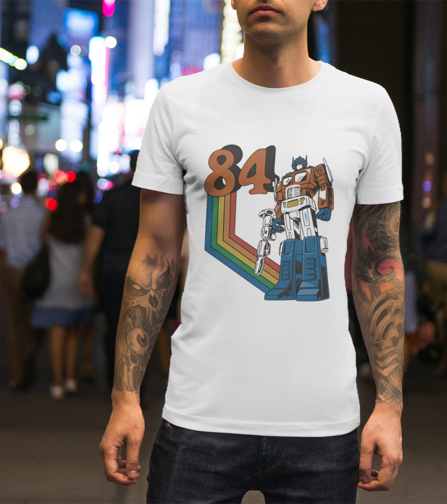 Optimus Prime 84 Retro Transformers Rainbow T-Shirt