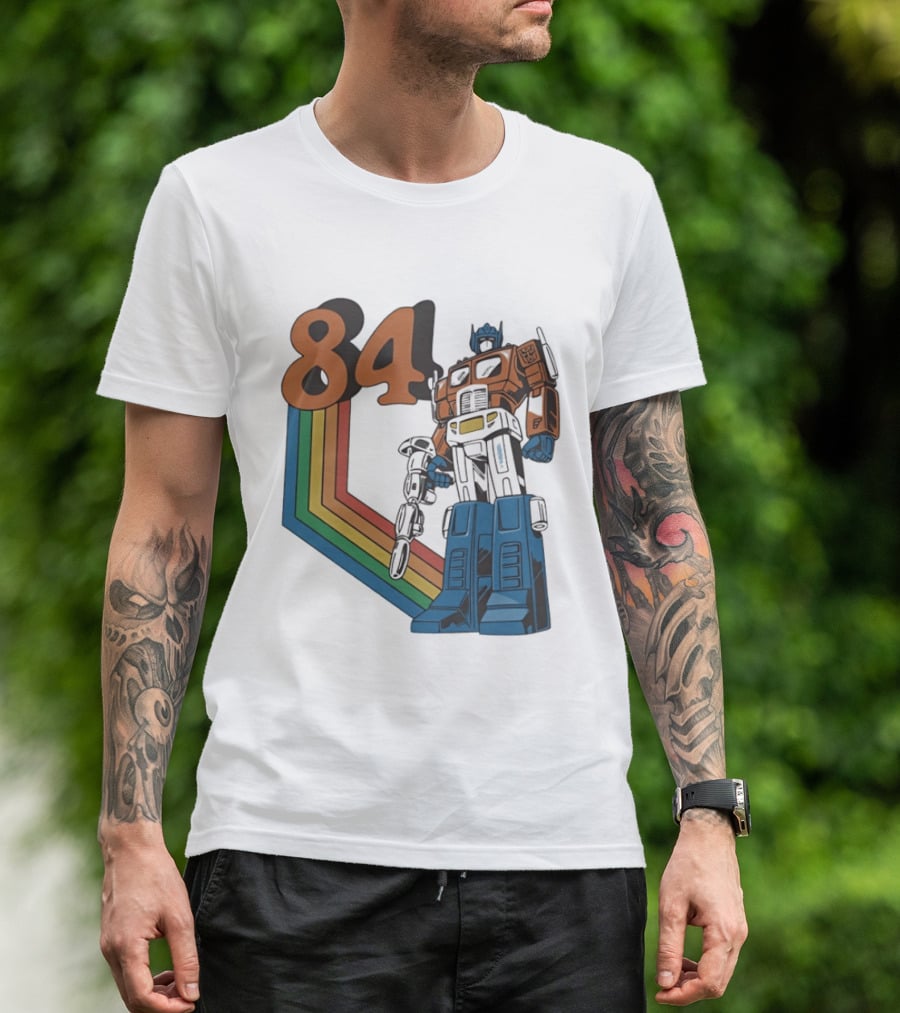 Optimus Prime 84 Retro Transformers Rainbow T-Shirt