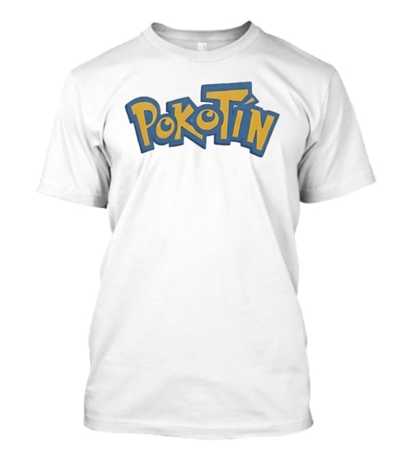 Pokotin Font Style Text In Yellow And Blue T-Shirt