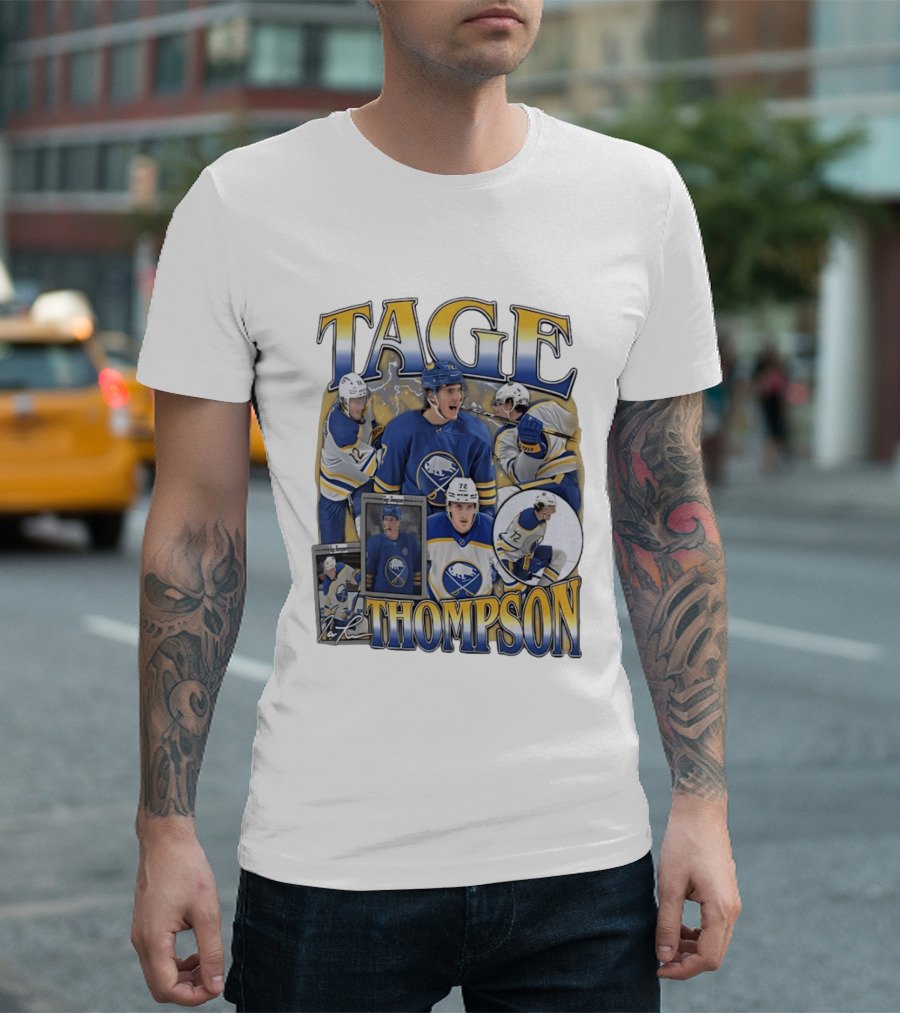 Tage Thompson 72 Buffalo Sabres Ice Hockey Player Action Collage T-Shirt