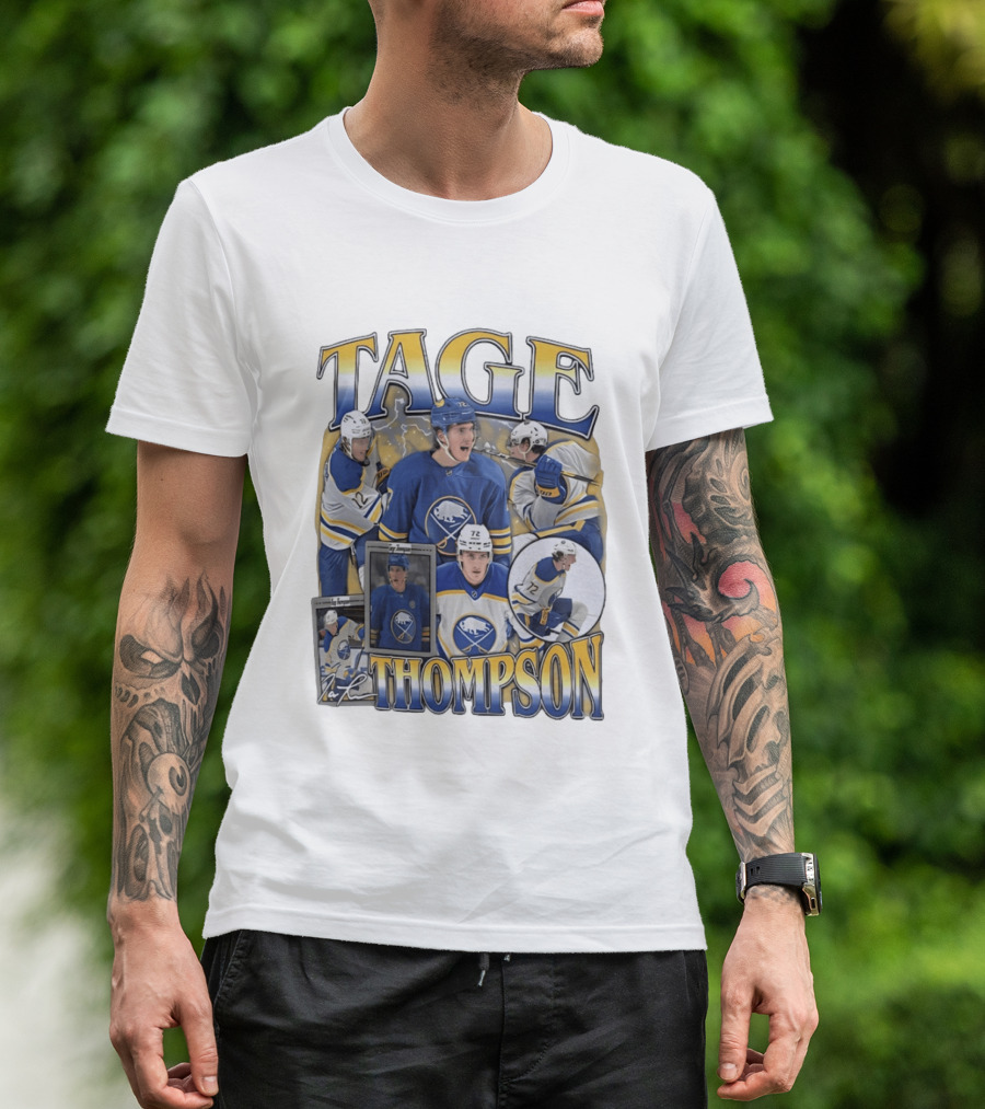 Tage Thompson 72 Buffalo Sabres Ice Hockey Player Action Collage T-Shirt