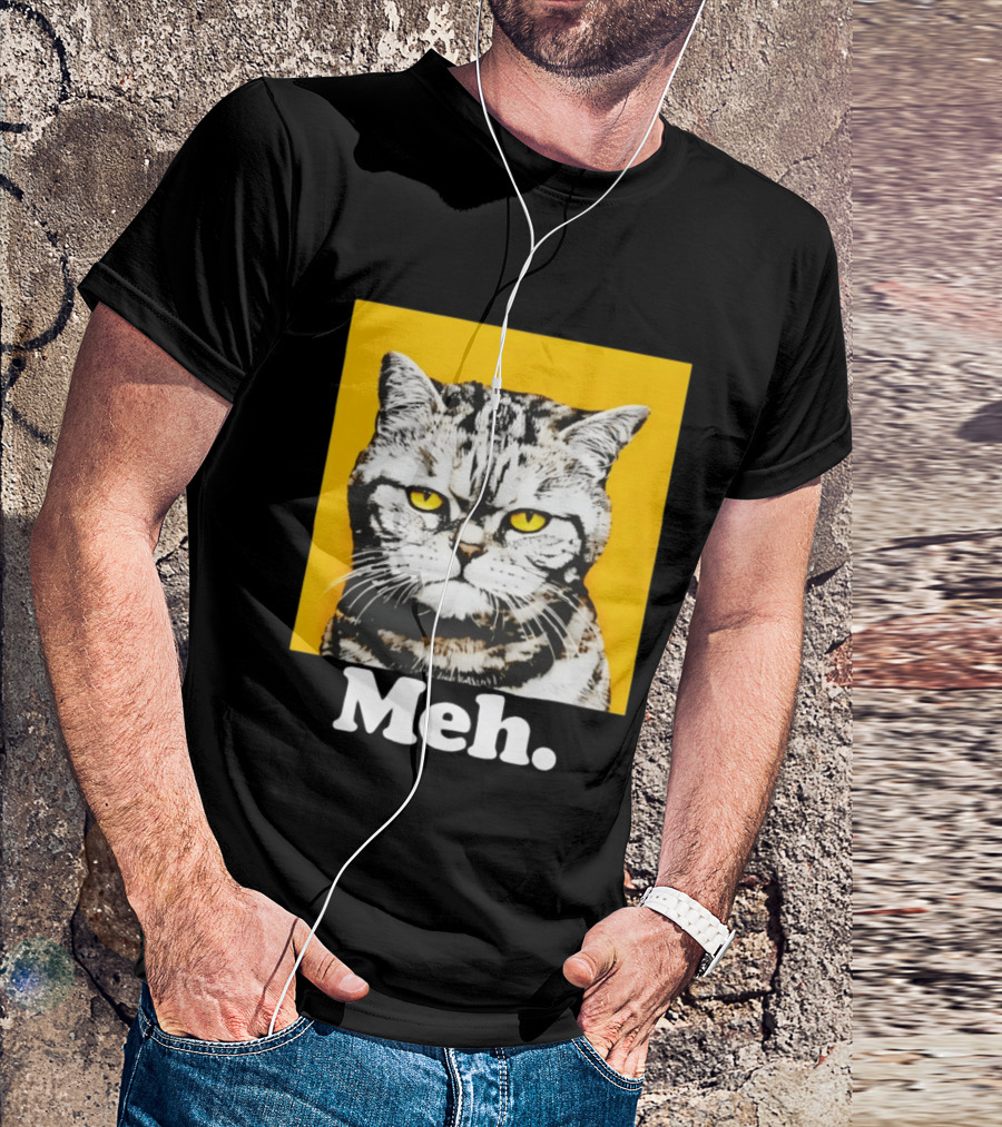 Meh Angry Cat With Yellow Eyes T-Shirt