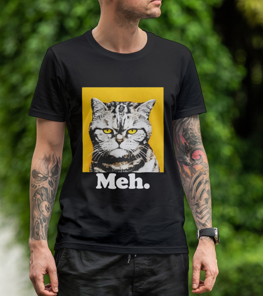 Meh Angry Cat With Yellow Eyes T-Shirt