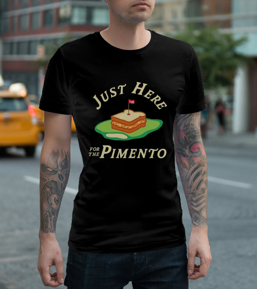 Just Here For The Pimento Sandwich Golf Course Flag T-Shirt