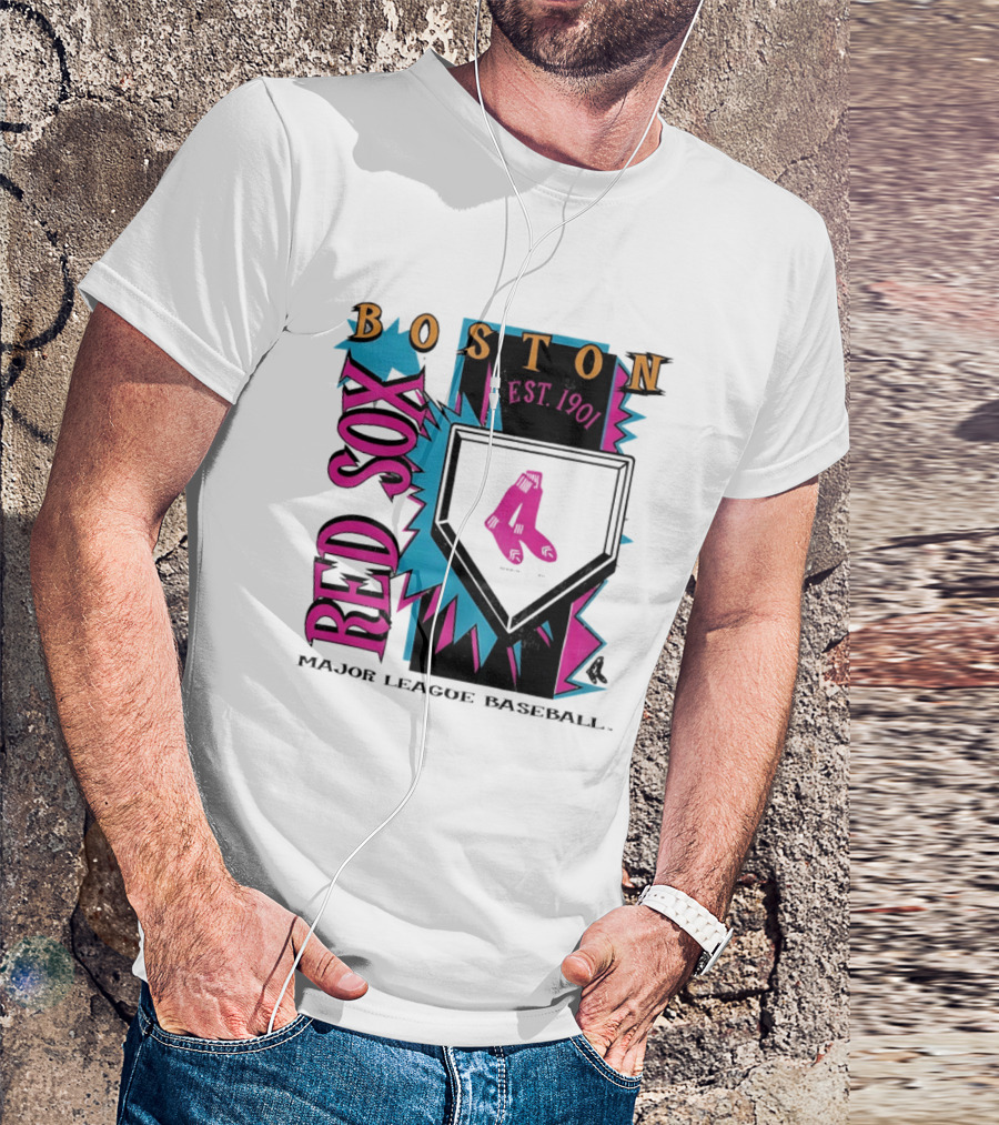 Boston Red Sox Major League Baseball Neon Cooperstown Est 1901 T-Shirt