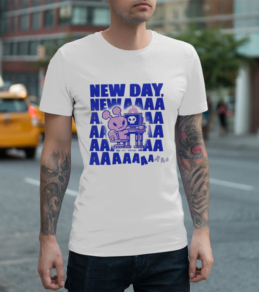New Day New AAAAA Bunny Computer Screen T-Shirt