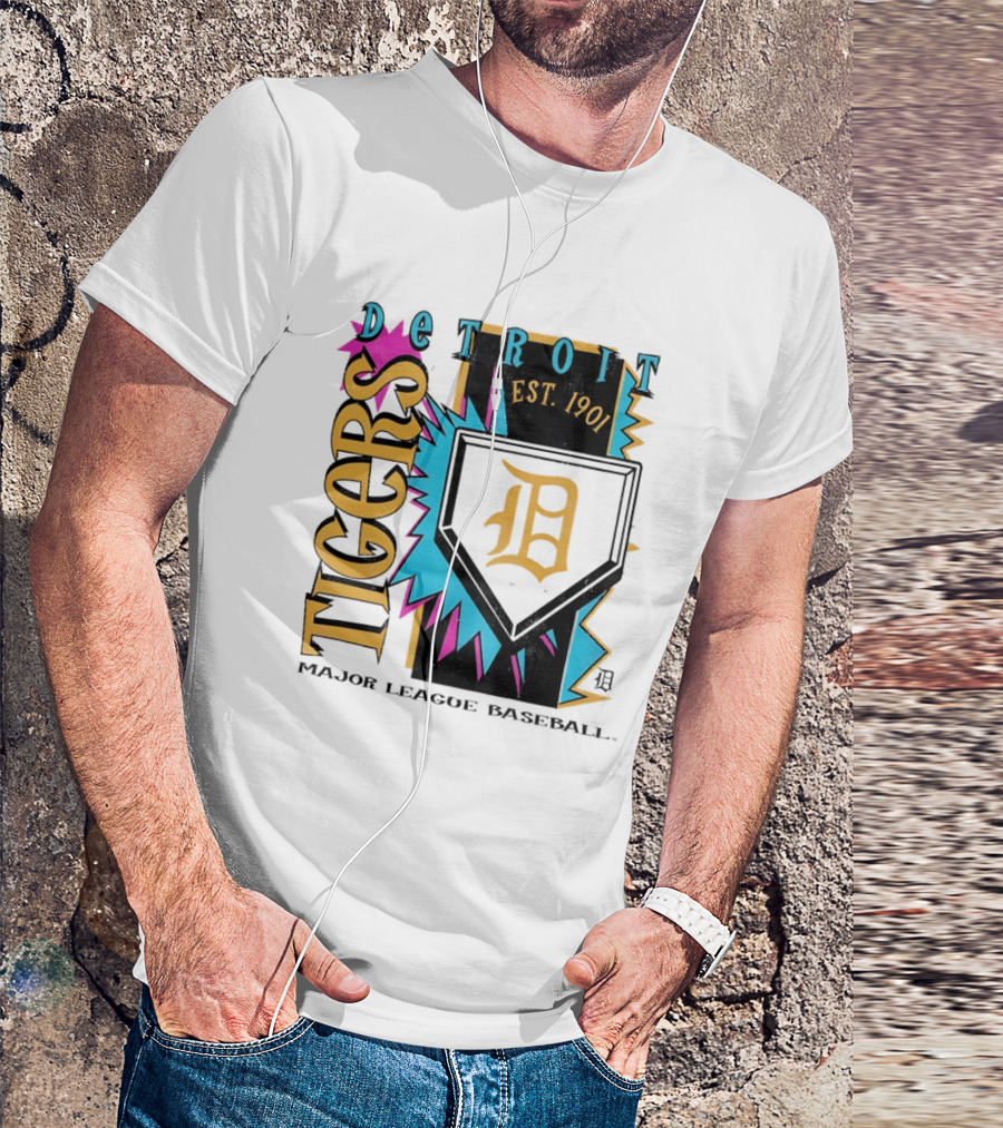 Detroit Tigers Major League Baseball Neon Cooperstown Est 1901 T-Shirt