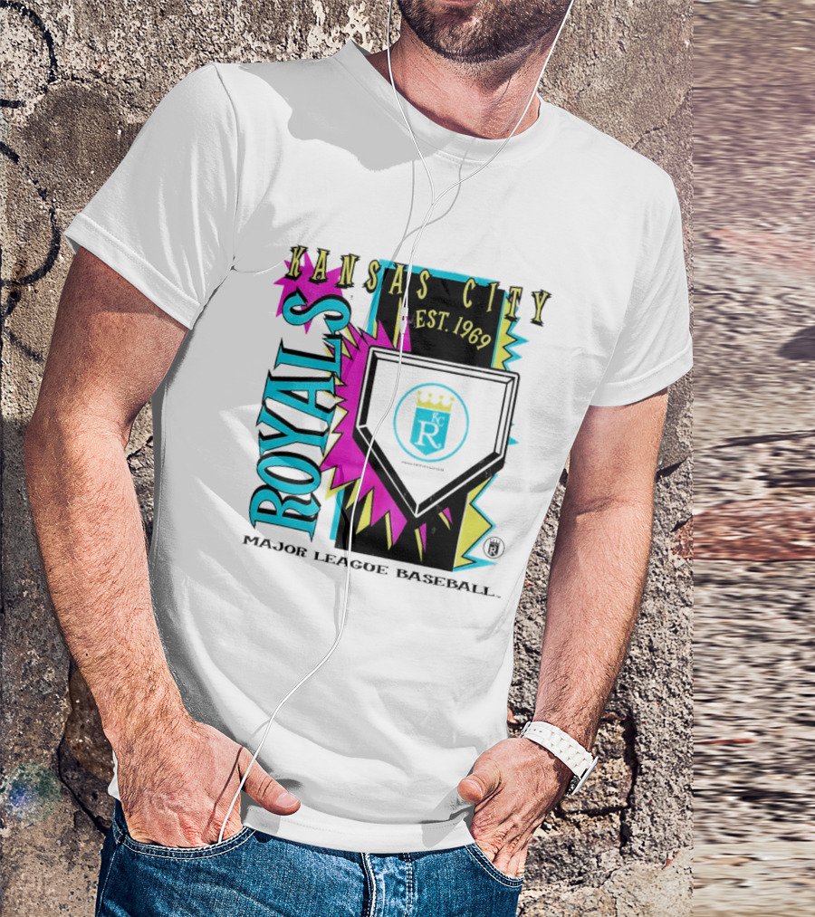 Kansas City Royals MLB Cooperstown Neon Field Shock Est 1969 Major League Baseball T-Shirt
